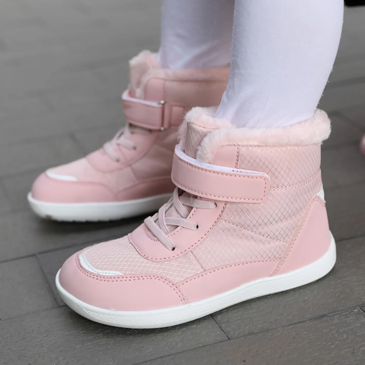 2‐14years Kids Booties Fuzzy Lined Winter Warm Lace-Up Boots Toddler Cozy 𝐖aterproof Snowboots Sneaker Plush Boots