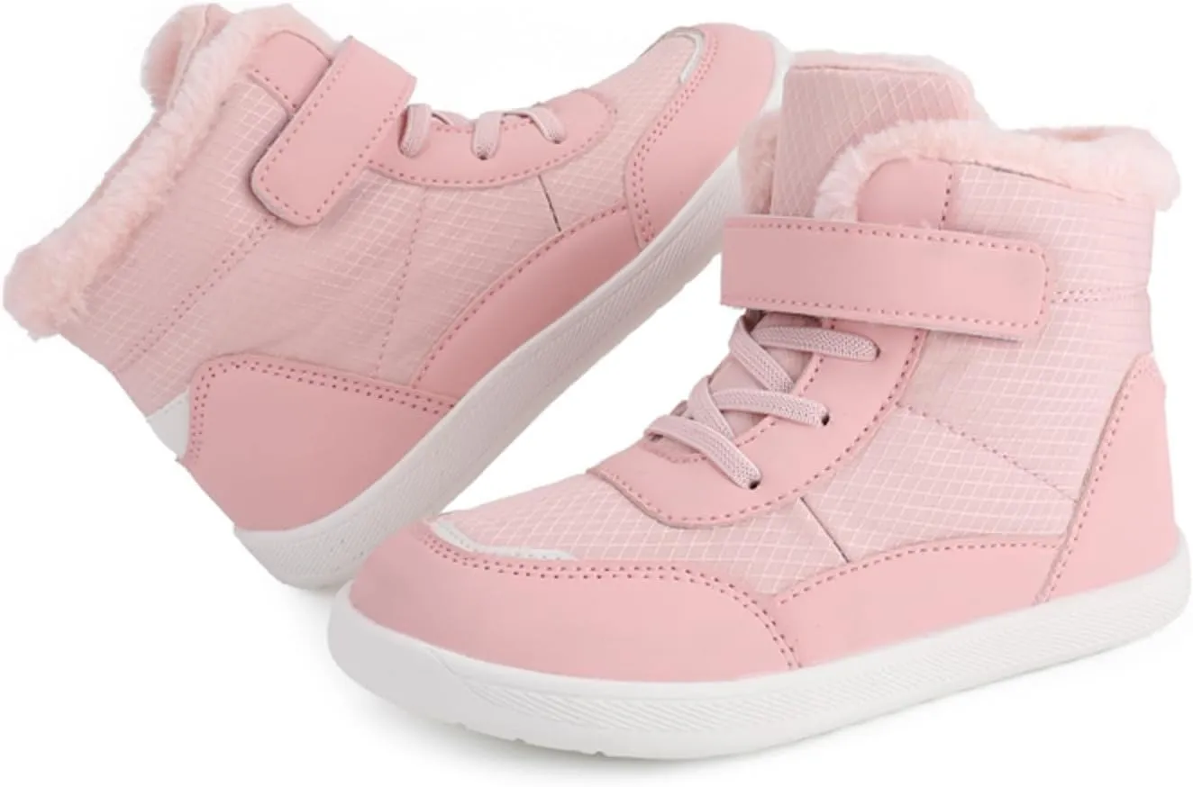 2‐14years Kids Booties Fuzzy Lined Winter Warm Lace-Up Boots Toddler Cozy 𝐖aterproof Snowboots Sneaker Plush Boots