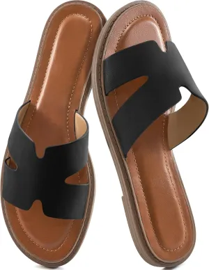 Ablanczoom Flat Sandals for Women Slides: Comfortable Slip On Womens Flats Shoes Dressy Summer Casual Beach Sandal 2025