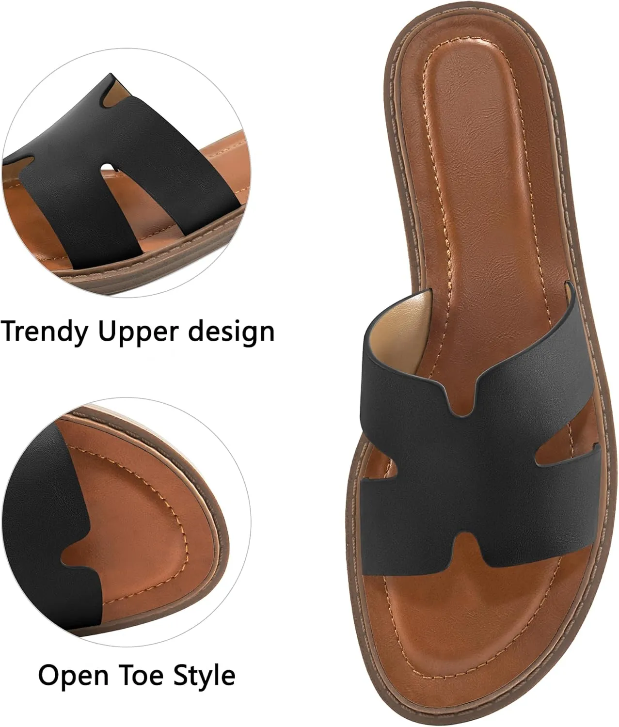 Ablanczoom Flat Sandals for Women Slides: Comfortable Slip On Womens Flats Shoes Dressy Summer Casual Beach Sandal 2025