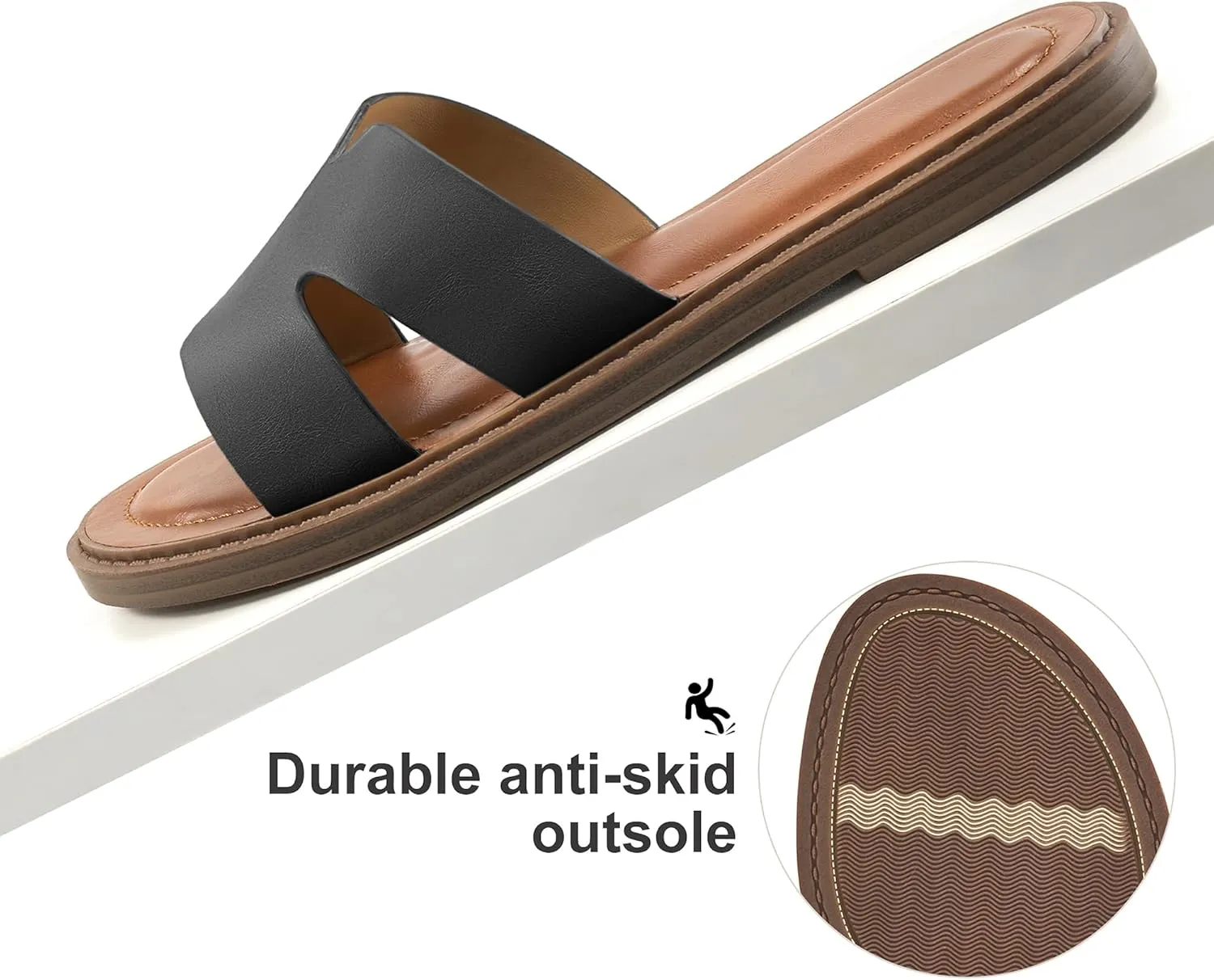Ablanczoom Flat Sandals for Women Slides: Comfortable Slip On Womens Flats Shoes Dressy Summer Casual Beach Sandal 2025