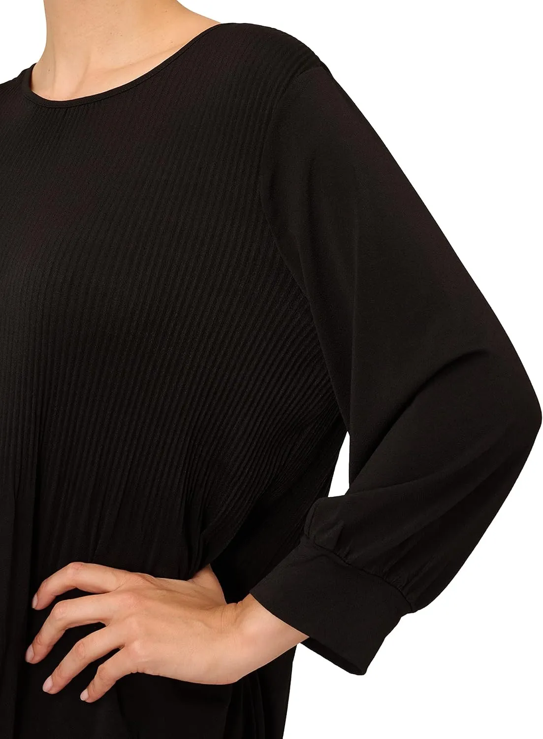 Adrianna Papell Women's Pleated Knit Crew Neck Dress