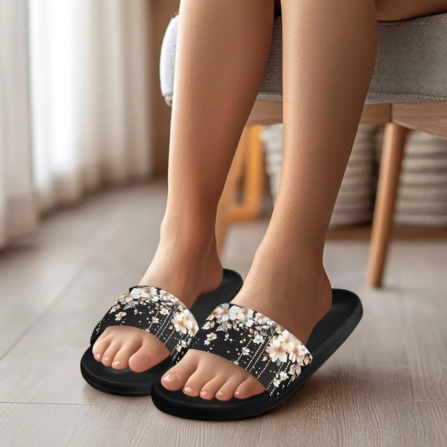 Adult Sandals Slippers Non-Slip Quick-Drying Home Slippers Lightweight Swimming Pool Slipper US Size 5-12.5