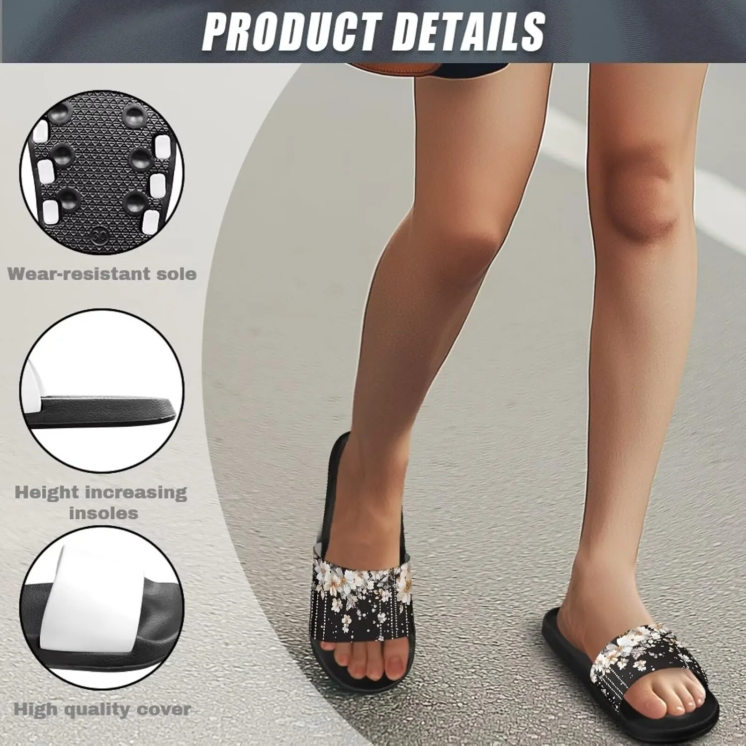 Adult Sandals Slippers Non-Slip Quick-Drying Home Slippers Lightweight Swimming Pool Slipper US Size 5-12.5