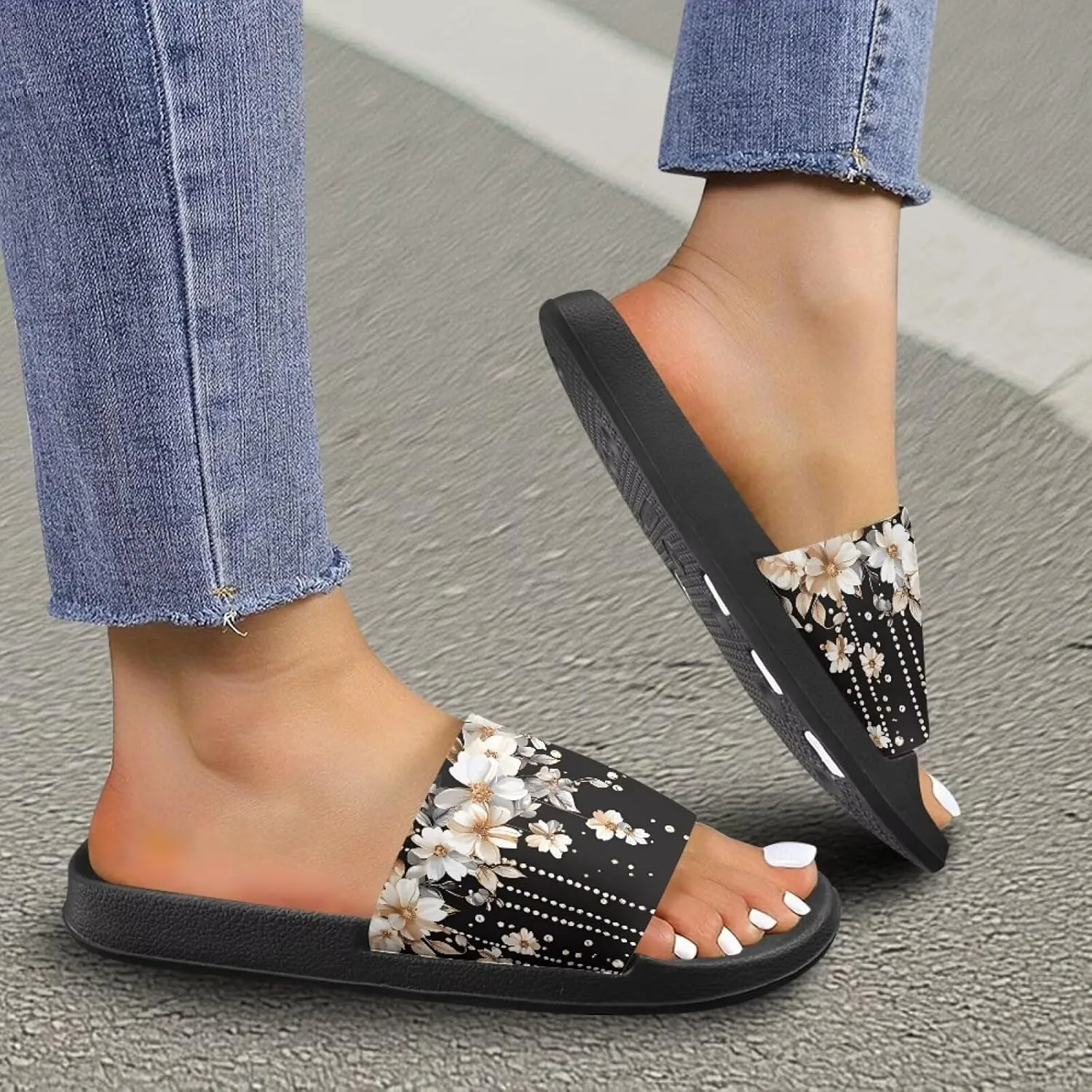 Adult Sandals Slippers Non-Slip Quick-Drying Home Slippers Lightweight Swimming Pool Slipper US Size 5-12.5