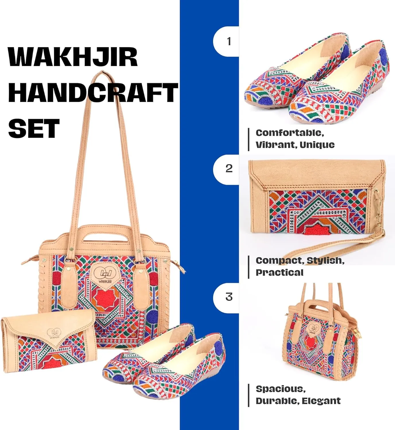 Afghan Handmade Shoulder Bag, Purse & Shoes Set – Unique Artisan Craftsmanship