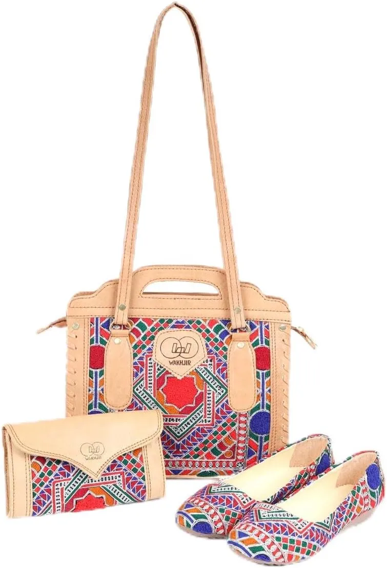 Afghan Handmade Shoulder Bag, Purse & Shoes Set – Unique Artisan Craftsmanship