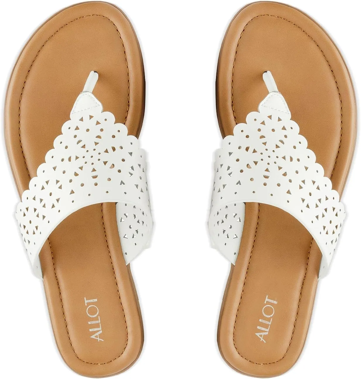 ALLOT Women's Flat Sandals T-Strap Thong Flip Flops Comfortable Summer Beach Shoes