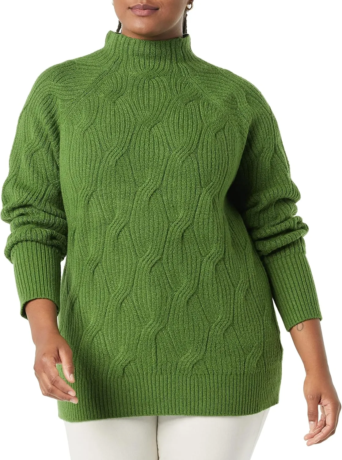 Amazon Essentials Women's Winter Sweater, Soft Touch Funnel Neck Cable Knit