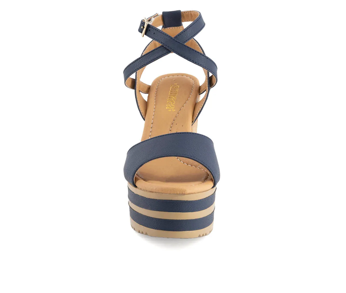 Andrea Women's Wedge Heel Ankle Strap Platform Sandals 68053
