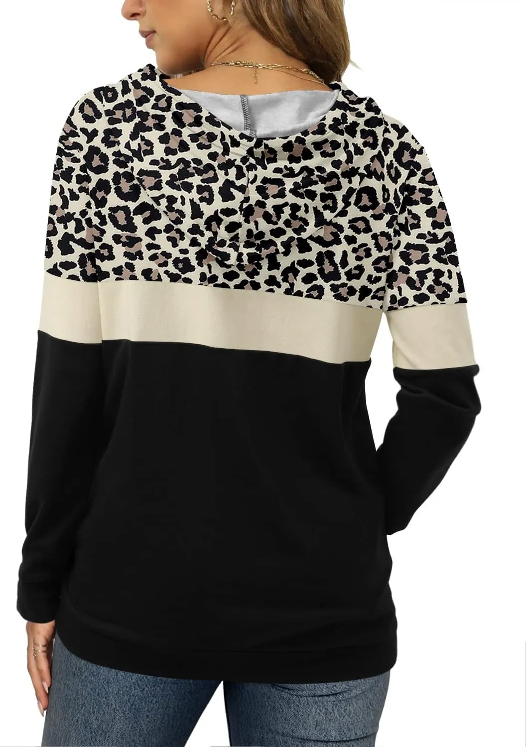 Angerella Hoodies for Women Camo Leopard Print Tops Pullover Hooded Sweatshirt Drawstring with Pocket
