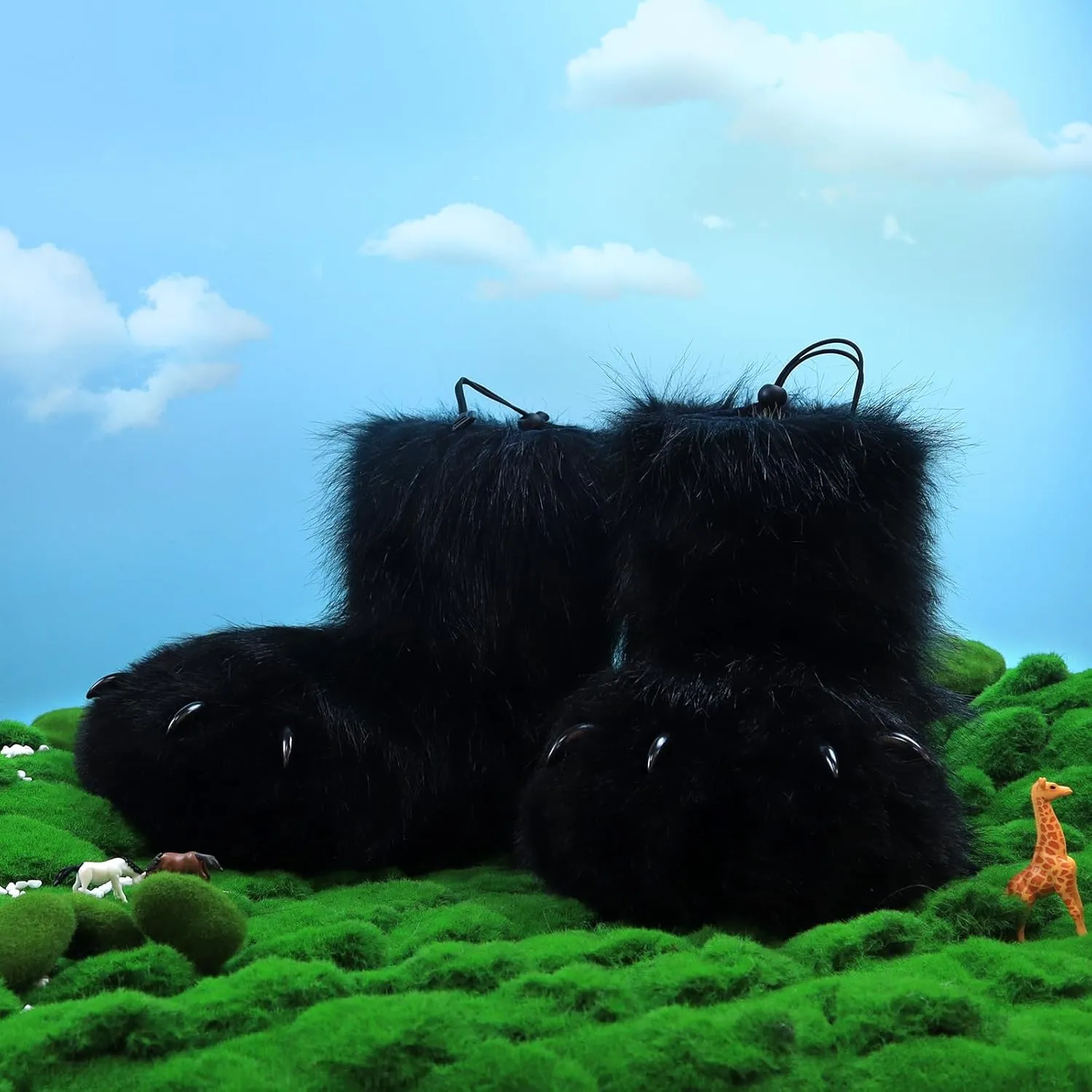 Animal Fuzzy Slippers Bear Cat Wolf Dog Fox Fursuit Feet Paw Claw Shoes Furry Boots Costume Accessories for Adult Kids