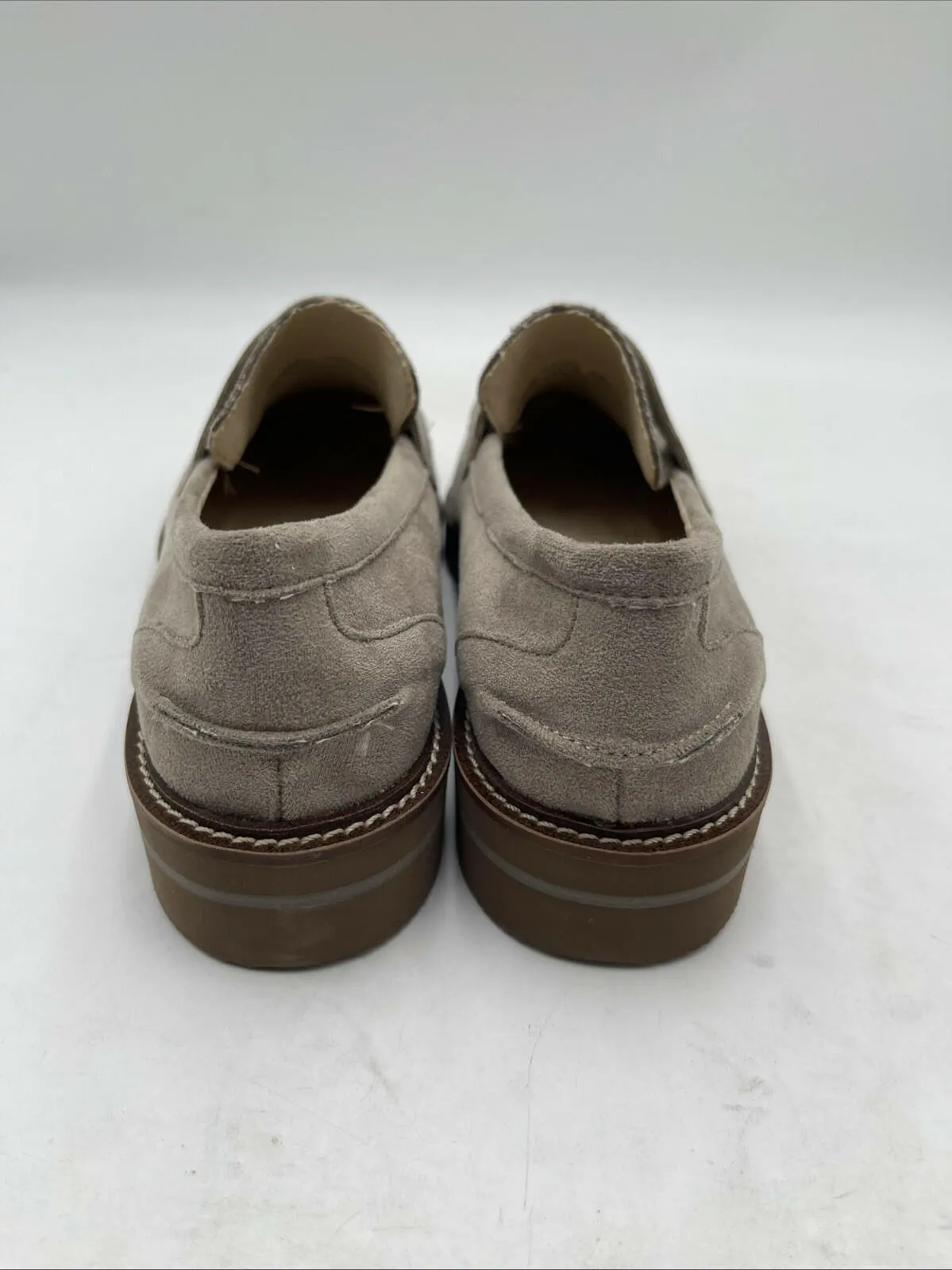 Anne Klein EVERLY Gray Fabric Slip On Moc Toe Penny Loafers Women’s Size 8M - Very Good