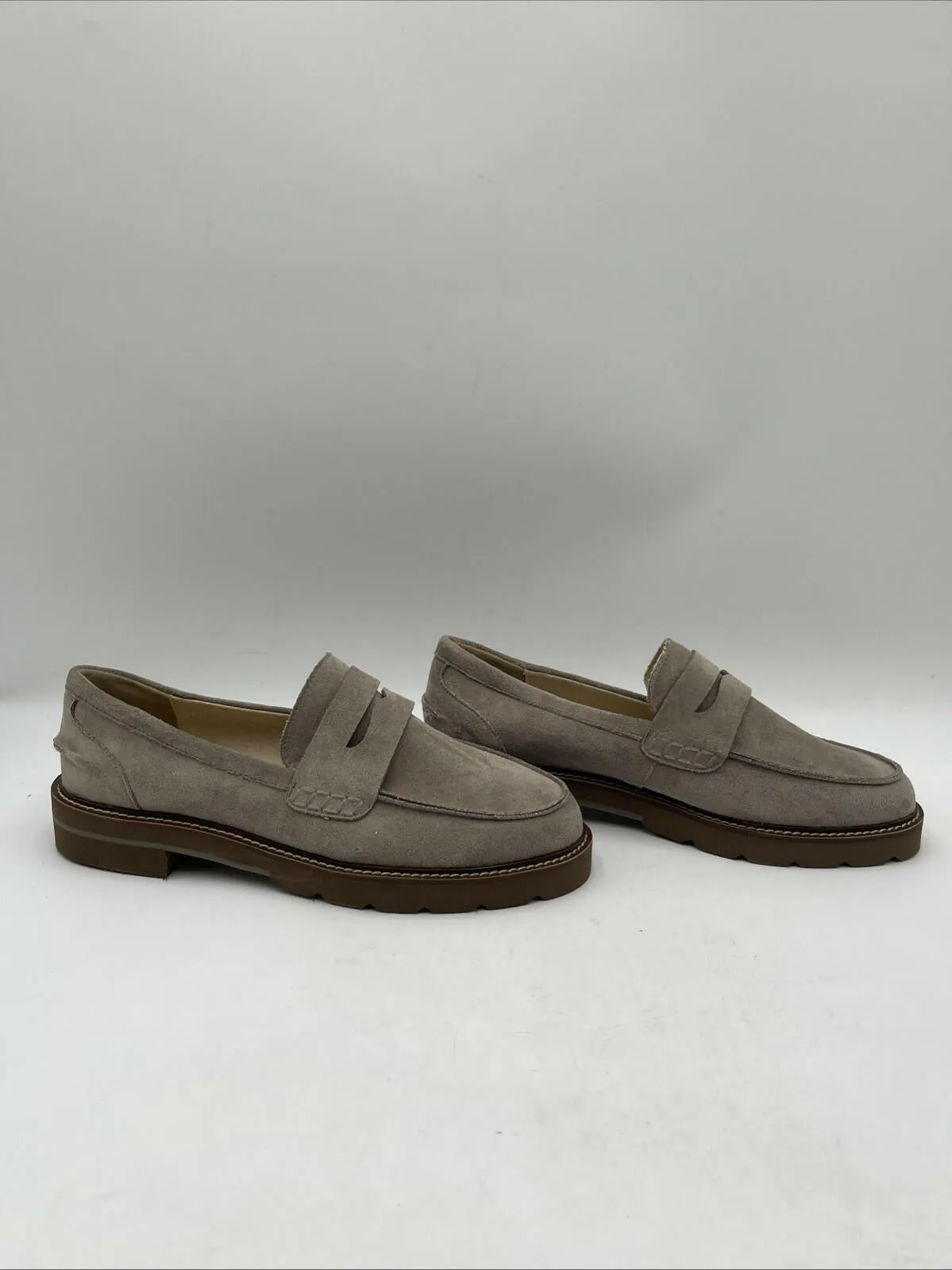 Anne Klein EVERLY Gray Fabric Slip On Moc Toe Penny Loafers Women’s Size 8M - Very Good