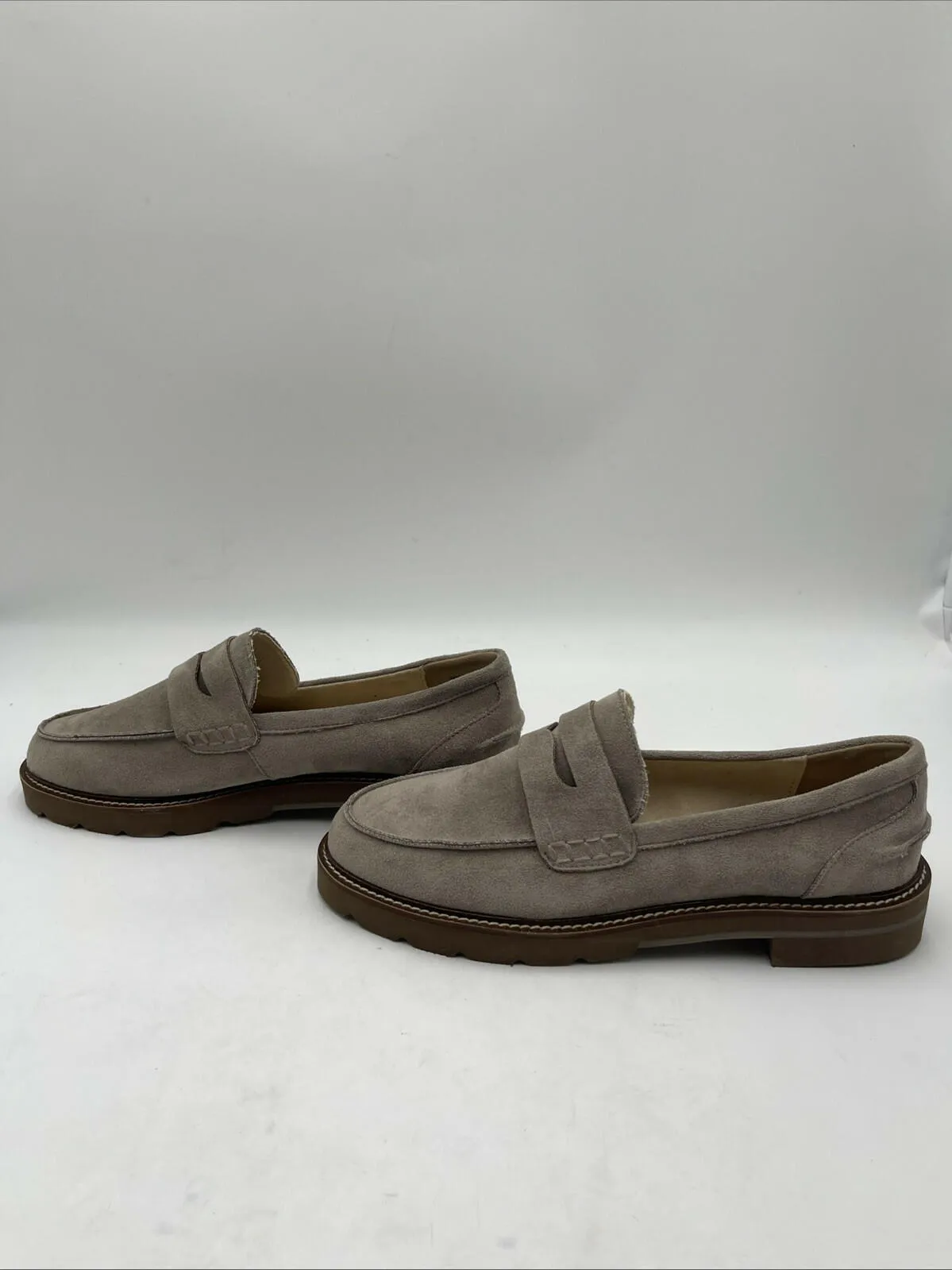 Anne Klein EVERLY Gray Fabric Slip On Moc Toe Penny Loafers Women’s Size 8M - Very Good