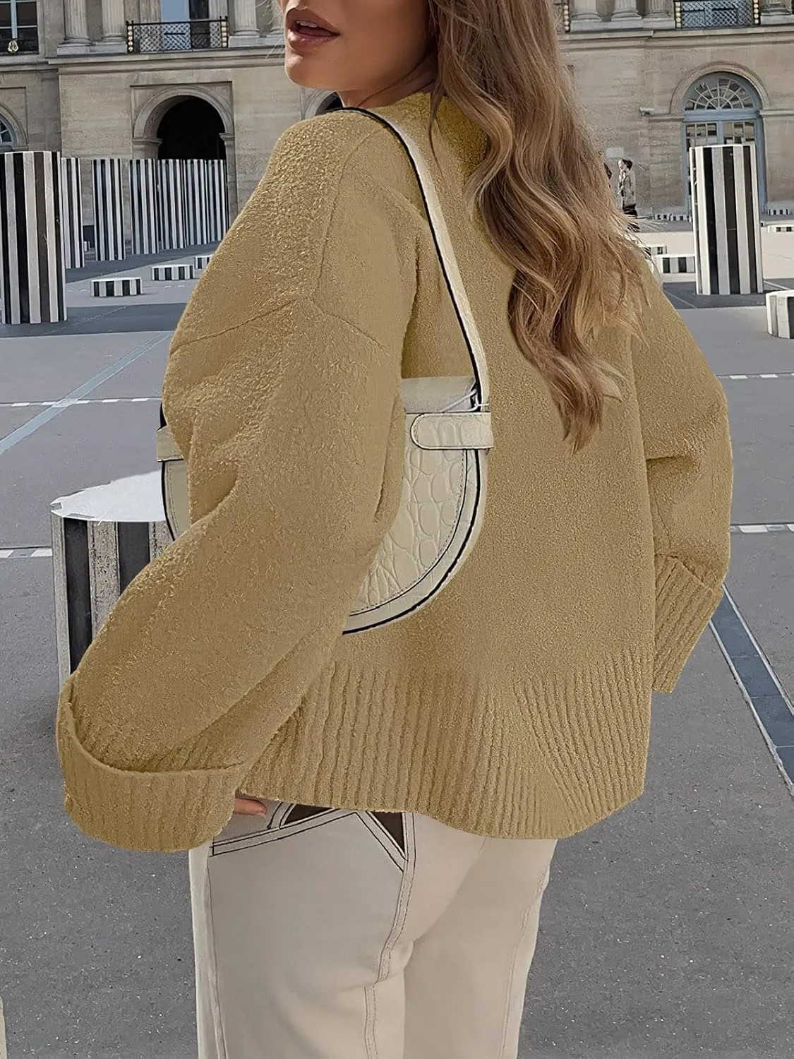 ANRABESS Women's Oversized Crewneck Long Sleeve Fuzzy Knit Casual Chunky Warm 2025 Fall Pullover Sweaters Top Trendy Outfits