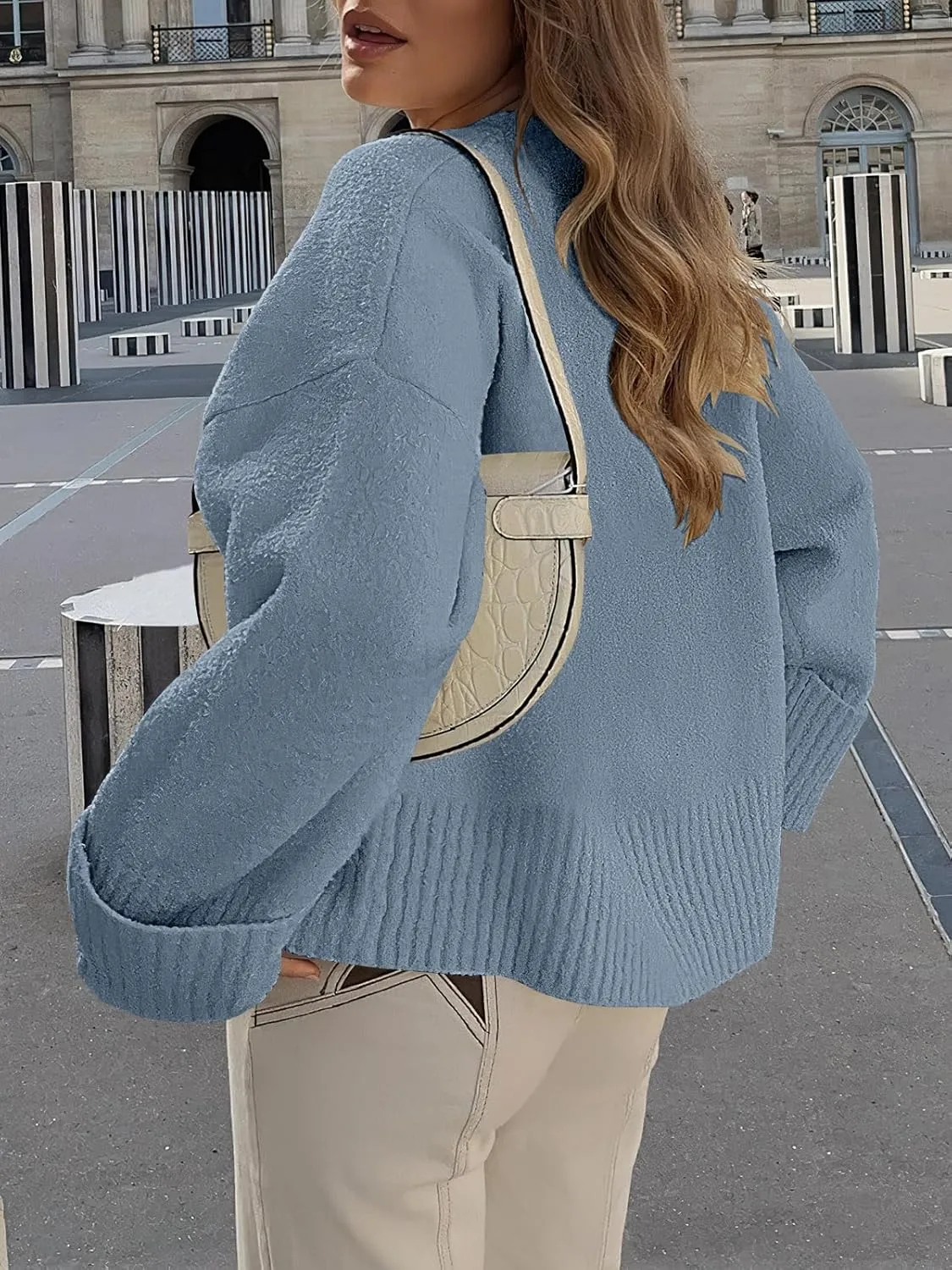 ANRABESS Women's Oversized Crewneck Long Sleeve Fuzzy Knit Casual Chunky Warm 2025 Fall Pullover Sweaters Top Trendy Outfits