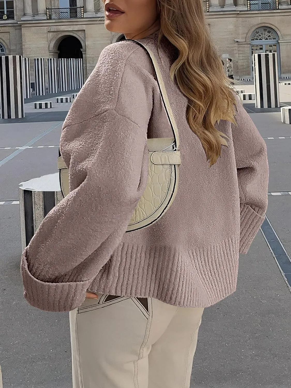 ANRABESS Women's Oversized Crewneck Long Sleeve Fuzzy Knit Casual Chunky Warm 2025 Fall Pullover Sweaters Top Trendy Outfits