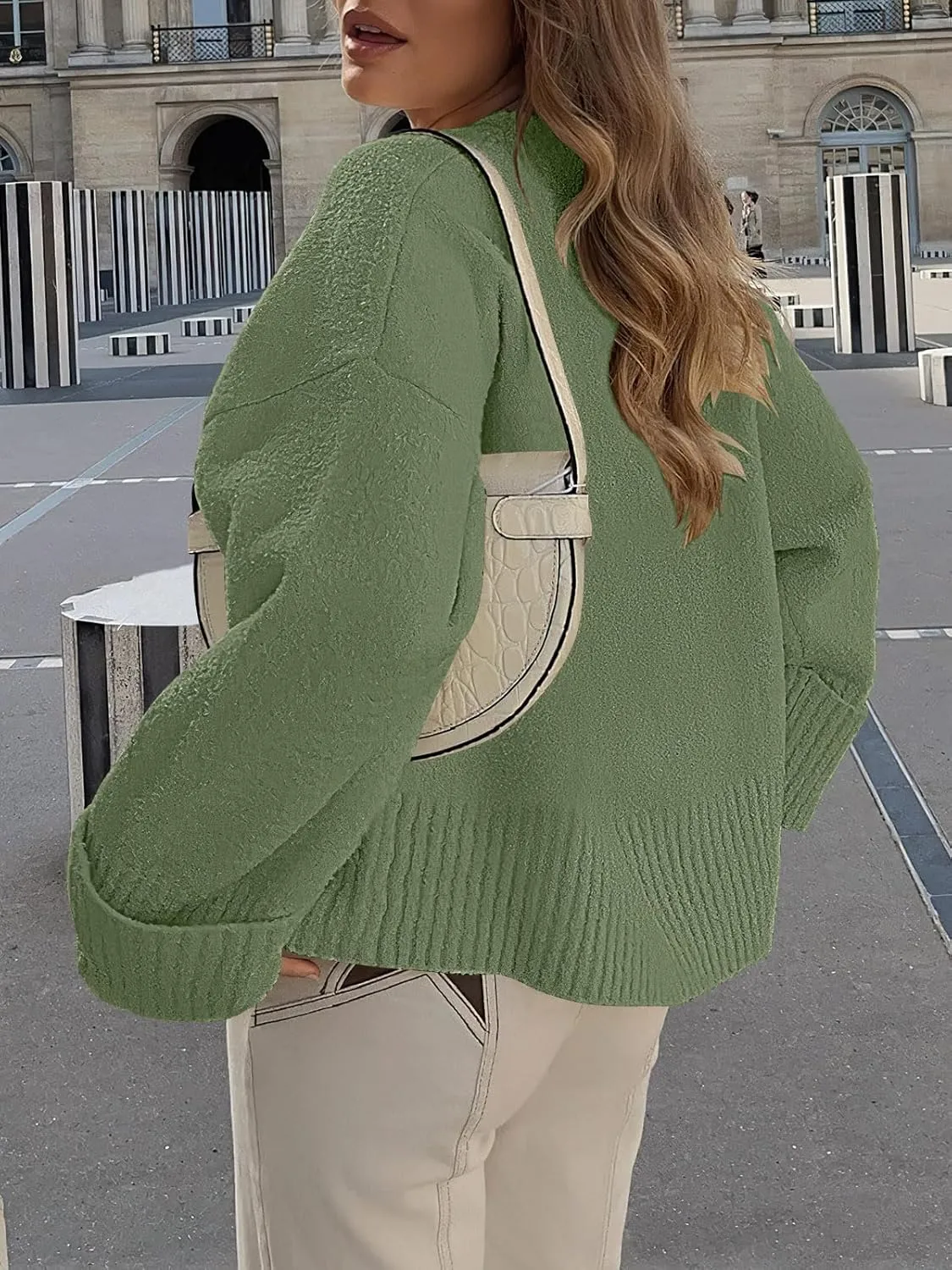 ANRABESS Women's Oversized Crewneck Long Sleeve Fuzzy Knit Casual Chunky Warm 2025 Fall Pullover Sweaters Top Trendy Outfits
