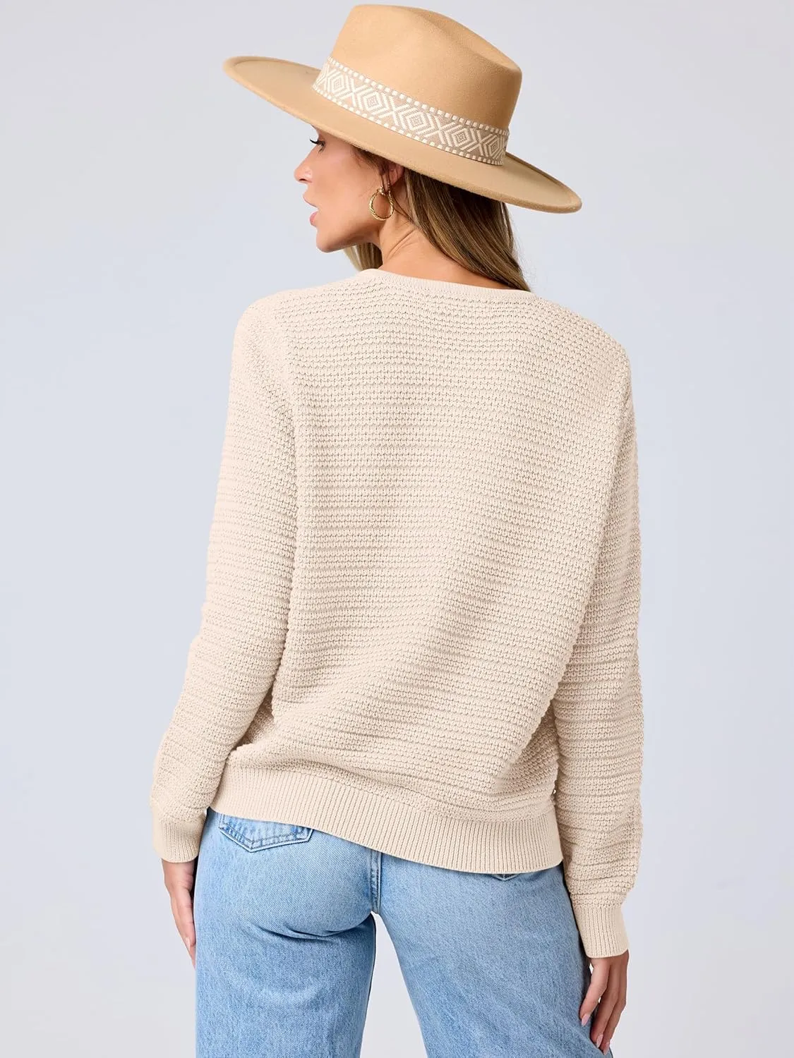 ANRABESS Women's Tweed Knit Cardigan Sweater Casual Long Sleeve Cropped Button Down Lady Jackets 2025 Spring Fashion Outwear