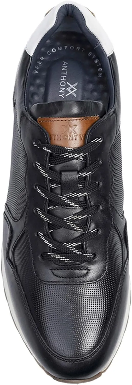 Anthony Veer West Leather Sneakers for Men | Retro-Raised Driving Sole for Equal Comfort & Style | Durable Rubber Outsole & Removable Leather Cushioned Footbed