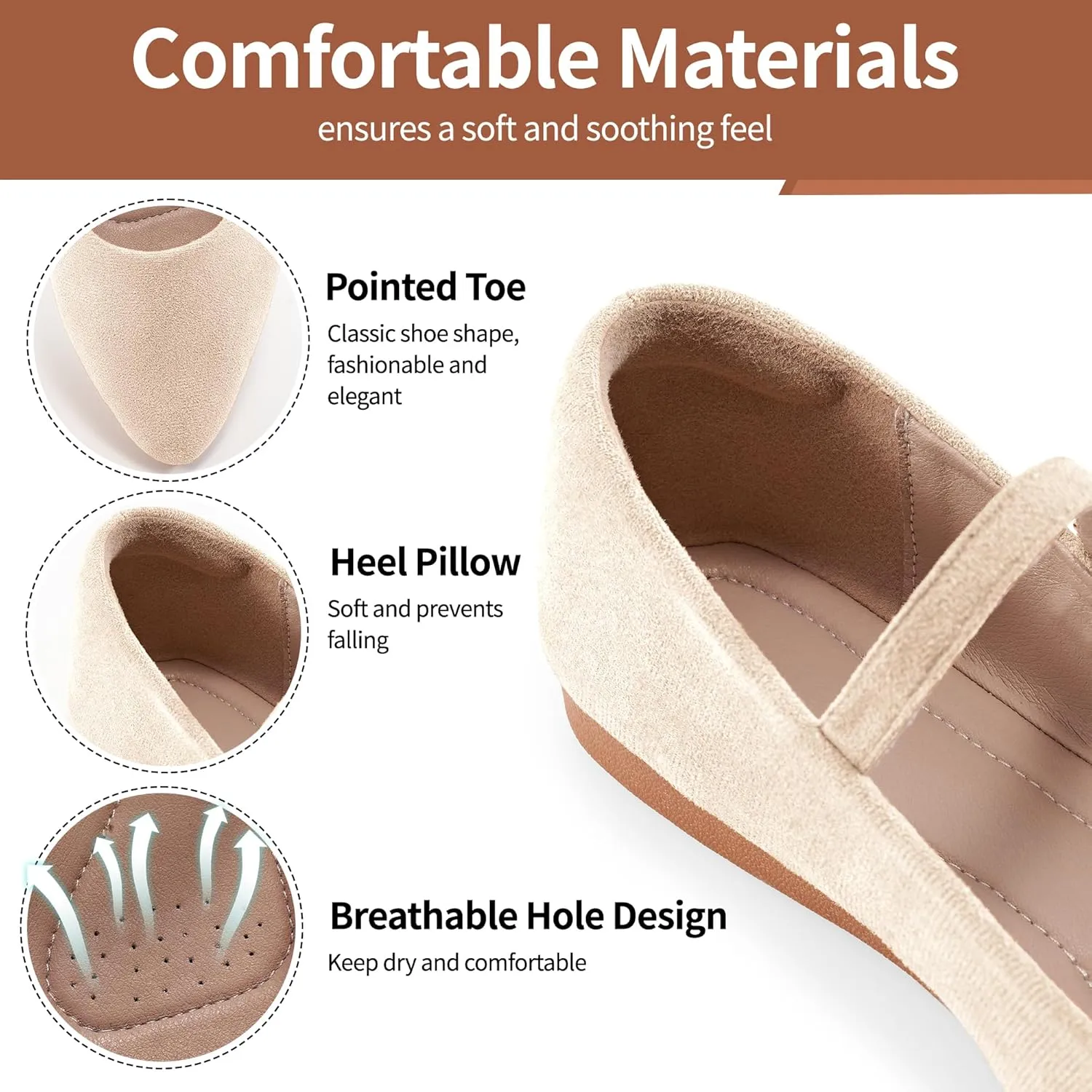 Aomigoct Ballet Flats Shoes for Women: Dressy Comfortable Wedding Flat - Ladies Dress Casual Walking Shoe