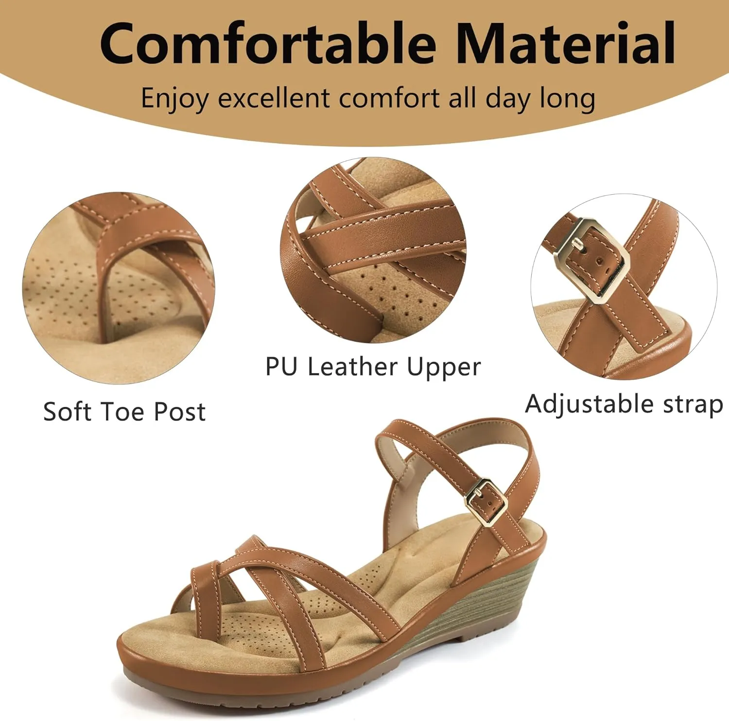 Aomigoct Dressy Womens Wedge Sandals: Comfortable Platform Work Sandals for Women 2025 - Casual Walking Wedding Shoes
