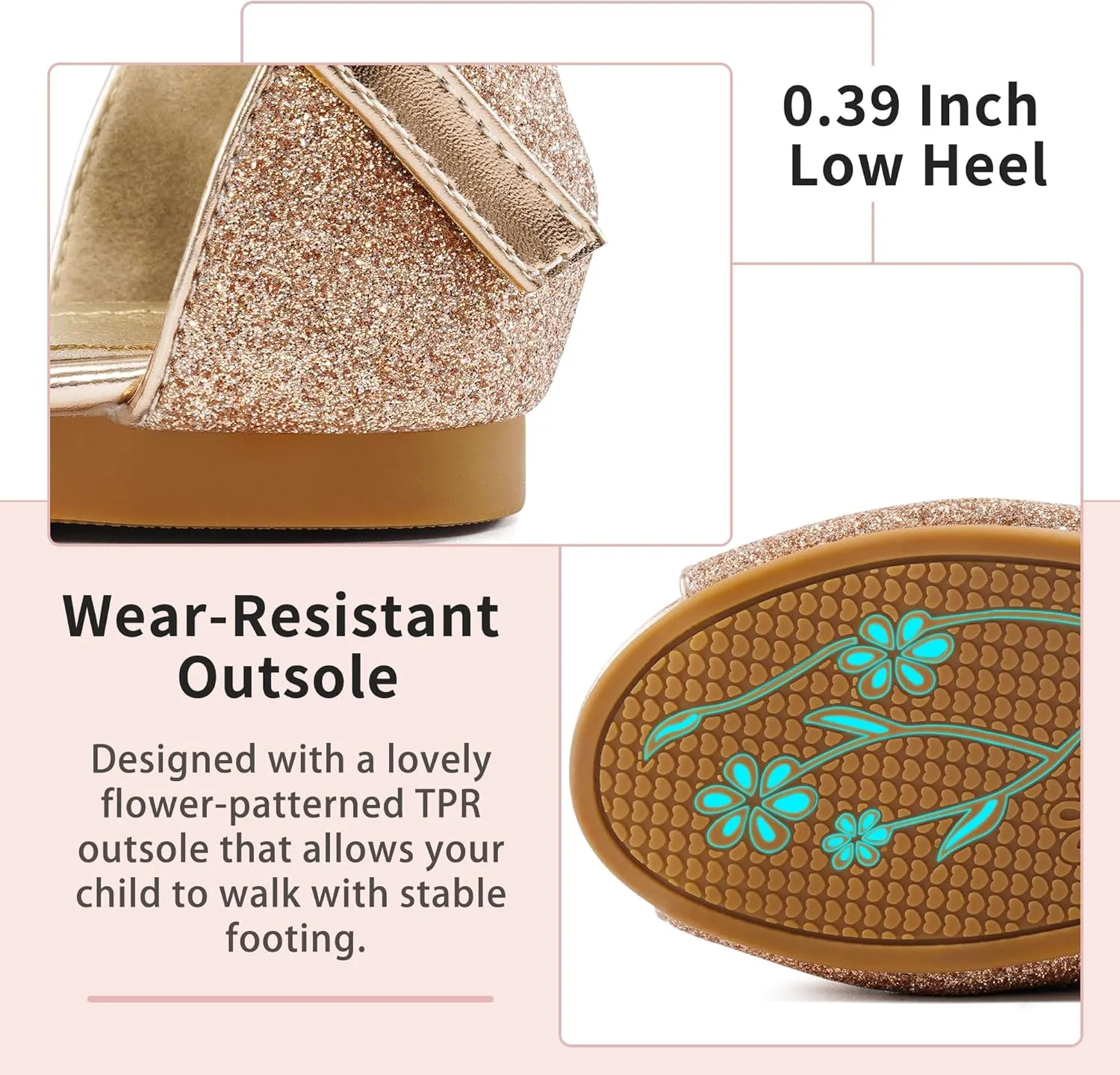 Aomigoct Girls Dress Shoes Sandals : Toddler Glitter Princess Flats for Birthday Wedding Party - Little Kid School Walking Shoe