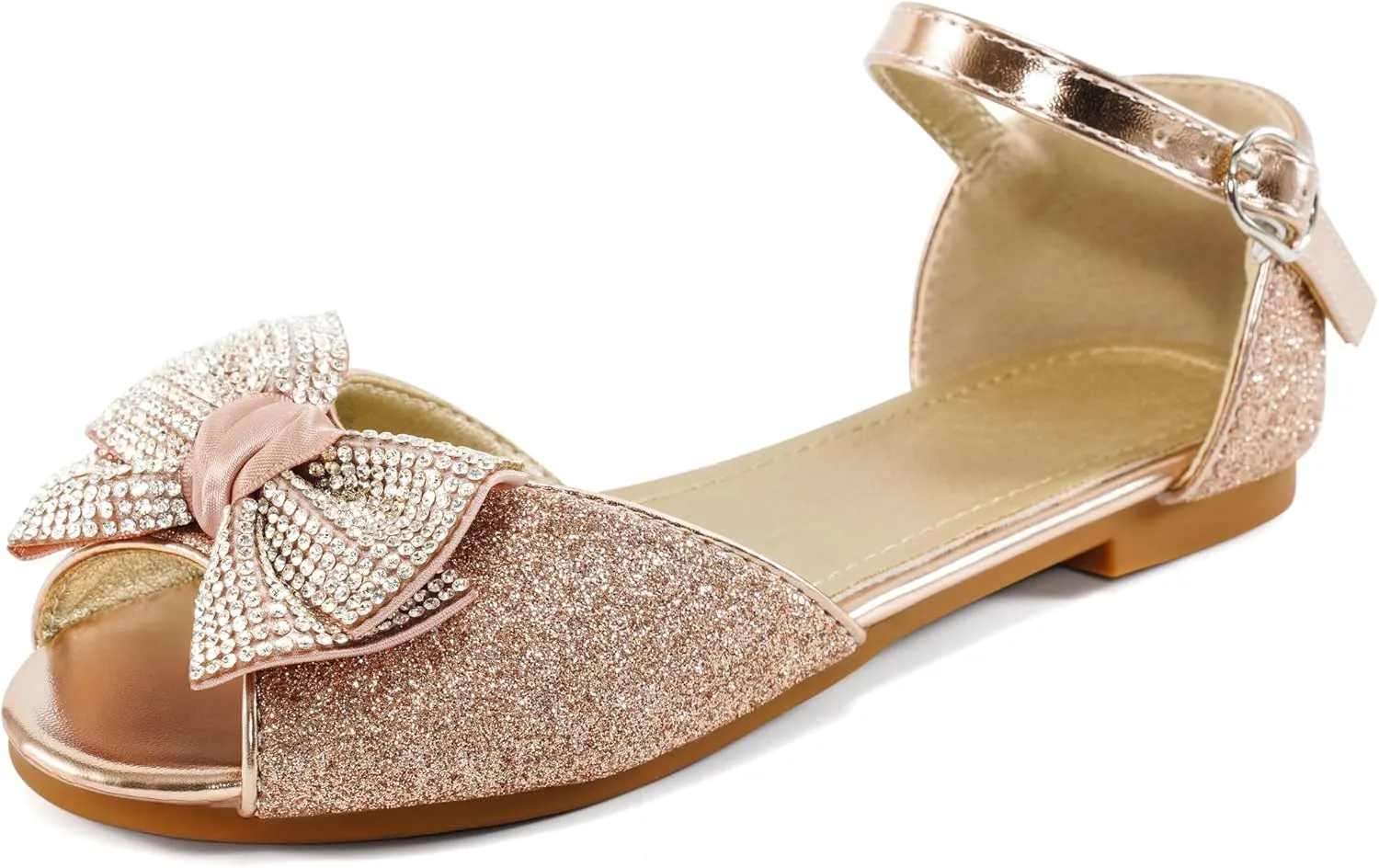 Aomigoct Girls Dress Shoes Sandals : Toddler Glitter Princess Flats for Birthday Wedding Party - Little Kid School Walking Shoe