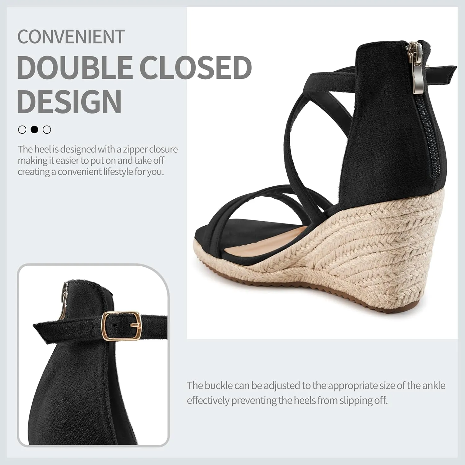 Aomigoct Wedge Sandals for Women Dressy - Suede Platform Wedges for Party - Fashion Ladies Open Toe Summer Espadrille Shoes