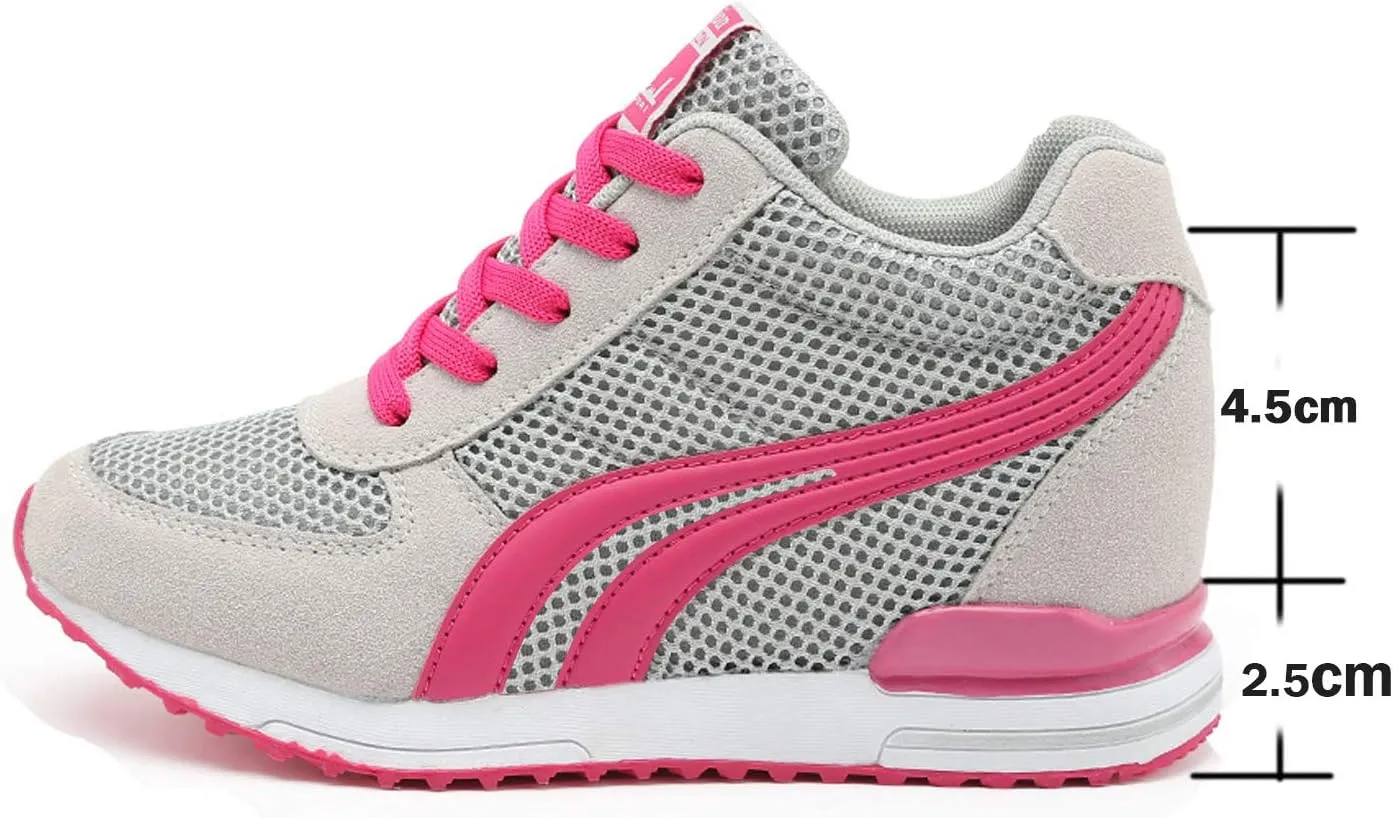 AONEGOLD Women's Fashion Sneakers for Mom Day Gifts Women's Platform Sneakers Wedges High Top Lace Up Shoes Increase Fashion Sneakers for Womens Girls
