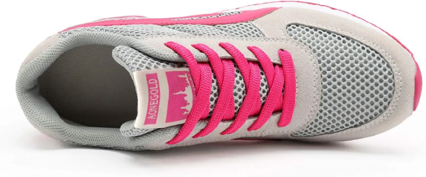 AONEGOLD Women's Fashion Sneakers for Mom Day Gifts Women's Platform Sneakers Wedges High Top Lace Up Shoes Increase Fashion Sneakers for Womens Girls