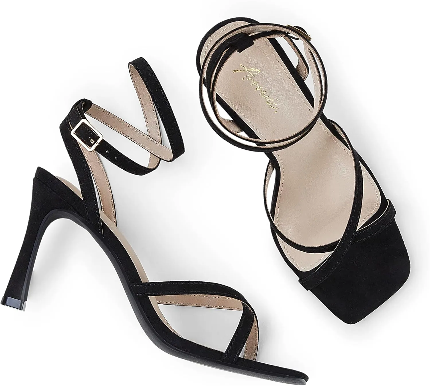 Arromic High Stilettos Heeled Sandals for Women Strappy Square Toe Heel Open Toe Heels Dressy Wedding Shoes Pumps Sandals
