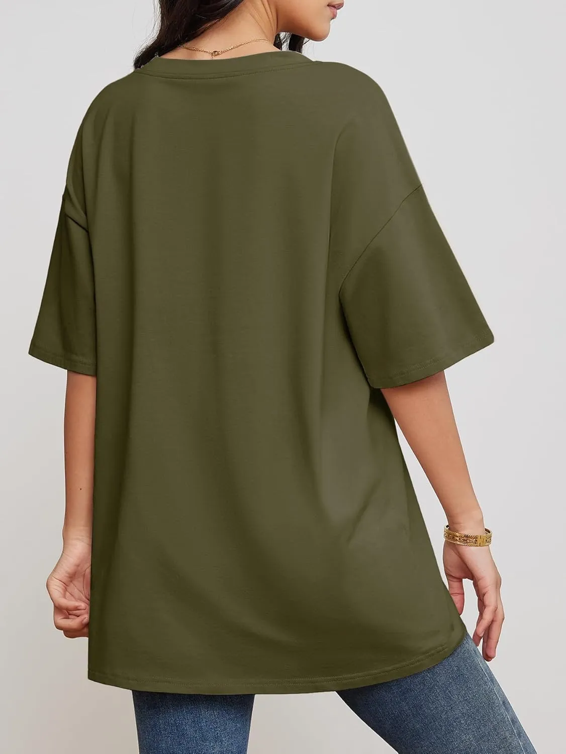 ATHMILE Womens Summer Oversized Shirts V Neck Business Casual Workout Tops Beach Vacation 2025 Gym Clothes