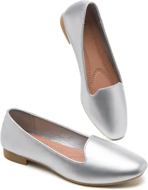 BABUDOG Womens Flats with Synthetic Leather,Classic Black and White Flats Shoes,Dress Shoes for Women