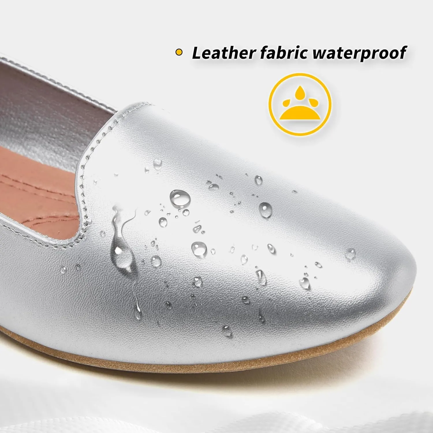 BABUDOG Womens Flats with Synthetic Leather,Classic Black and White Flats Shoes,Dress Shoes for Women