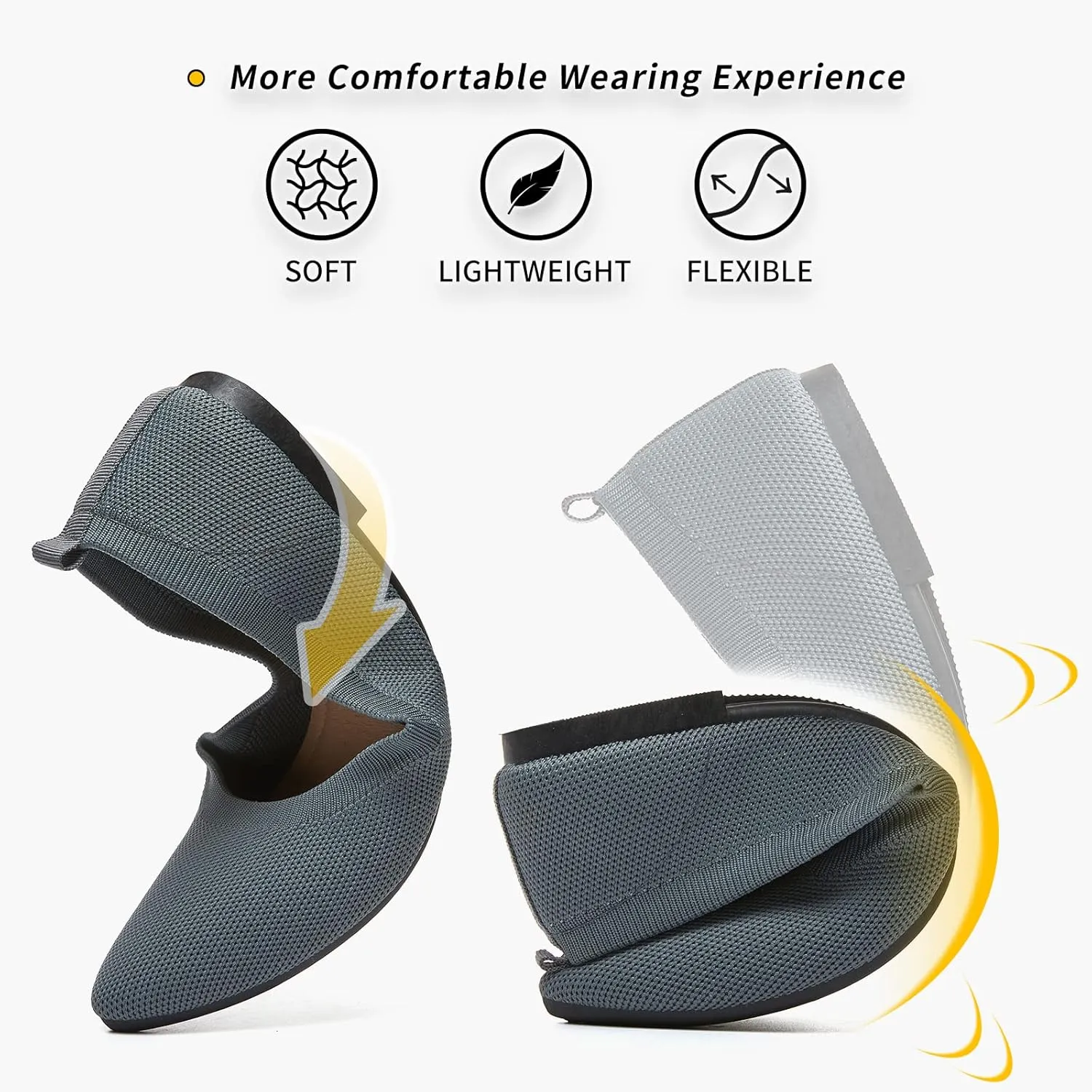 BABUDOG Women's Mesh Flats Shoes Pointed-Toe Dress Shoes Black Flats Shoes Comfortable Memory Foam Flats Shoes
