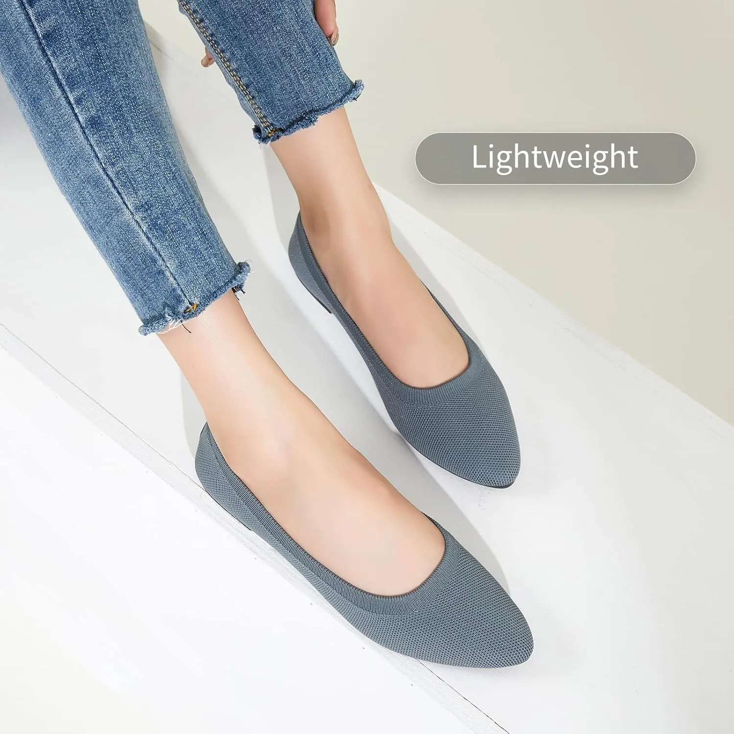 BABUDOG Women's Mesh Flats Shoes Pointed-Toe Dress Shoes Black Flats Shoes Comfortable Memory Foam Flats Shoes