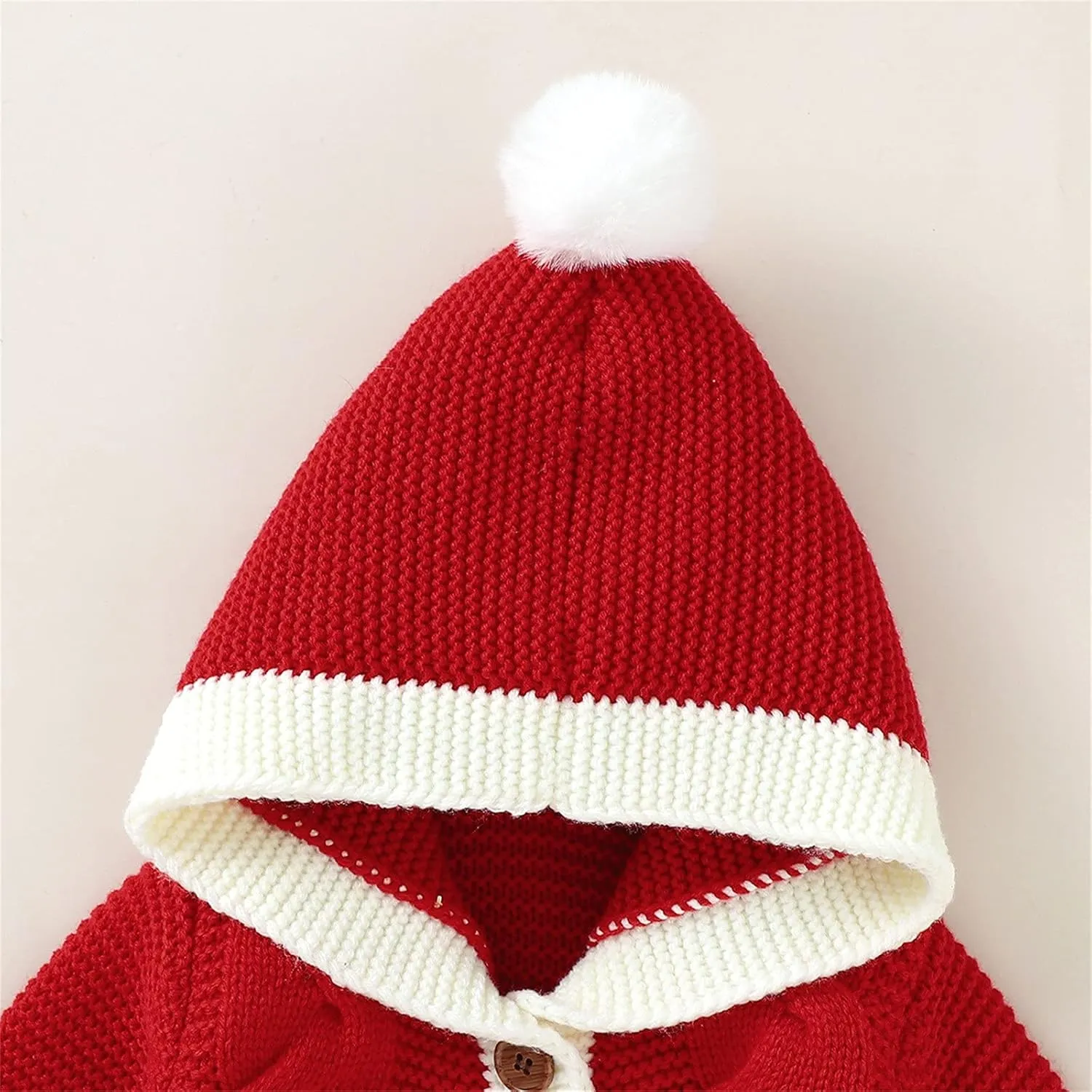 Baby Boys Girls Christmas Clothes Newborn Hooded Sweater Knit Romper Long Sleeve Knit Jumpsuit Sweater Xmas Clothing