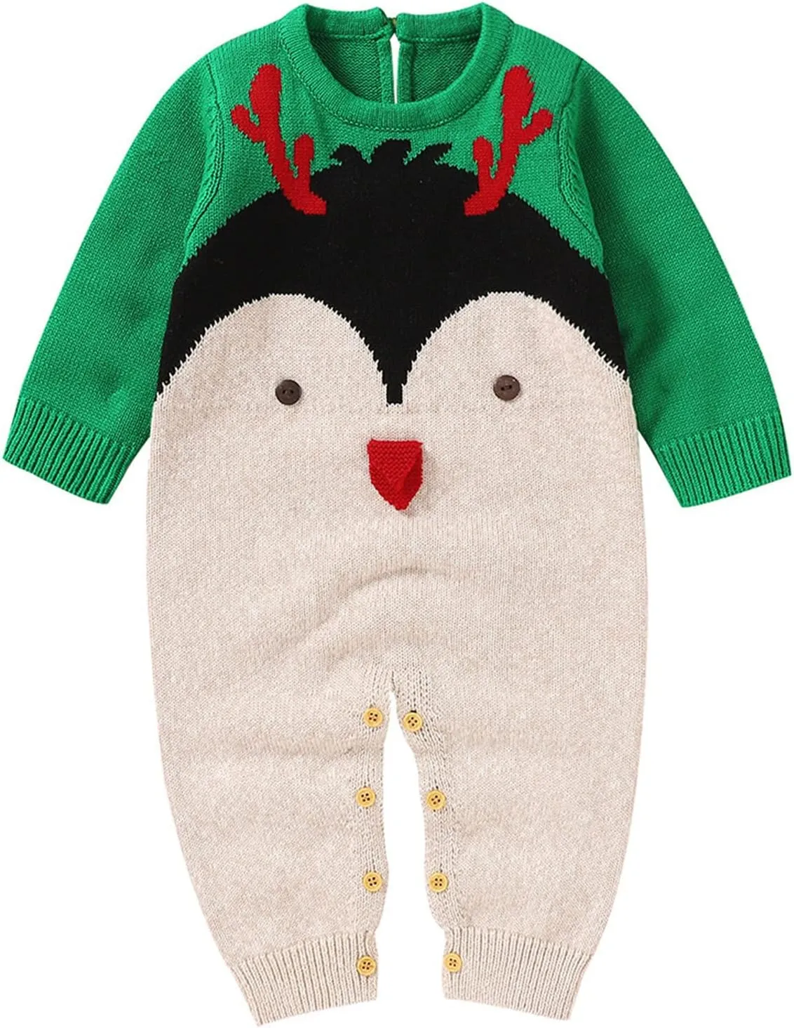 Baby Boys Girls Christmas Sweater Knit Romper Jumpsuit Newborn Long Sleeve Crewneck Bodysuit Cute Festival Xmas Clothes