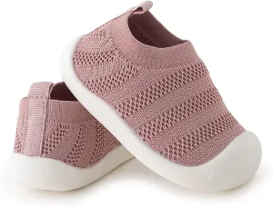 Baby First-Walking Shoes Slip-On Toddler Shoes Non-Skid Infant Sneakers Breathable Cotton Elastic Socks Shoes with Memory Insole for kids Indoor Outdoor Unisex