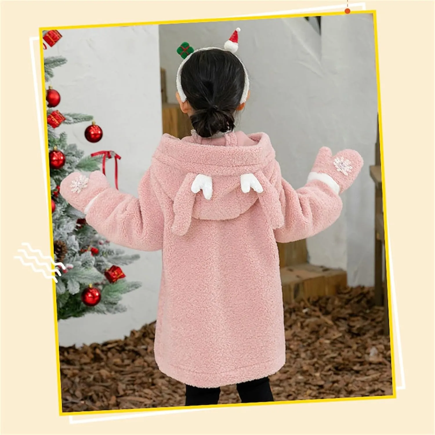 Baby Girl's Toddler Kids Fall Winter Coat Jacket Outerwear Ears Hood Hoodie Warm Casual Festival Christmas Outfits