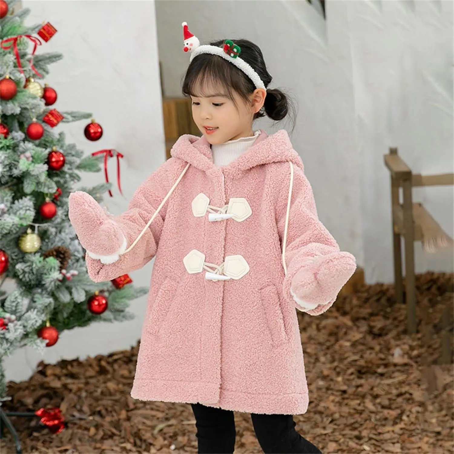 Baby Girl's Toddler Kids Fall Winter Coat Jacket Outerwear Ears Hood Hoodie Warm Casual Festival Christmas Outfits