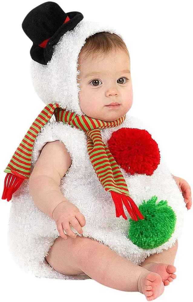Baby Snowman Costume Christmas Romper Newborn Snowman Bubble Bodysuits with Scarf Set Infant Boy Girl Xmas
