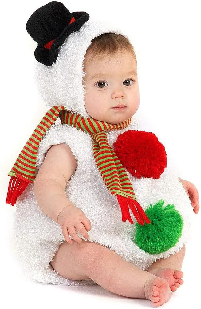 Baby Snowman Costume Christmas Romper Newborn Snowman Bubble Bodysuits with Scarf Set Infant Boy Girl Xmas
