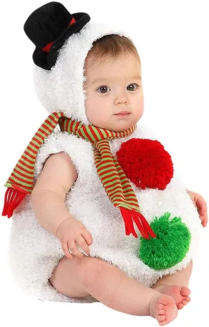 Baby Snowman Costume Christmas Romper Newborn Snowman Bubble Bodysuits with Scarf Set Infant Boy Girl Xmas