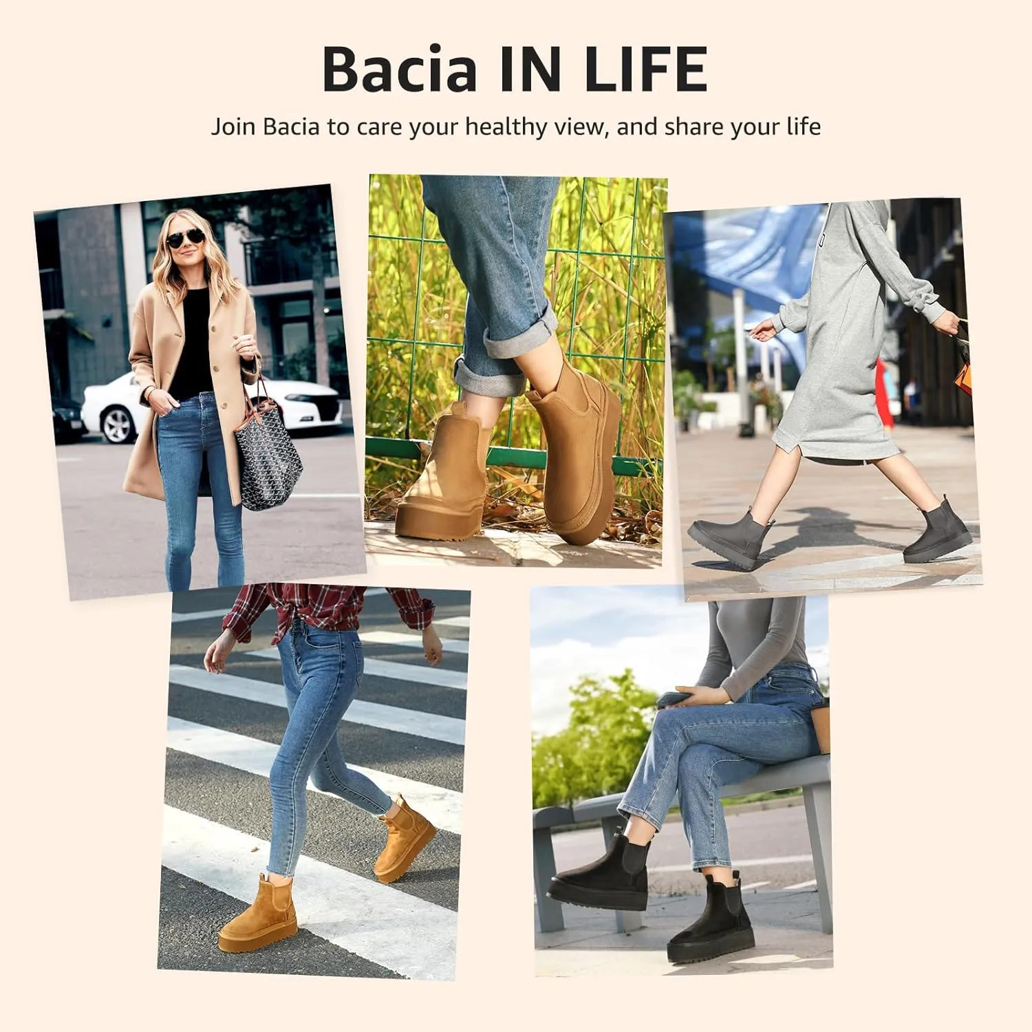 Bacia Platform Boots for Women Lightweight Suede Snow Boots Fur Interior Non-slip Outdoor Winter Boots Ankle Platform Mini Boots