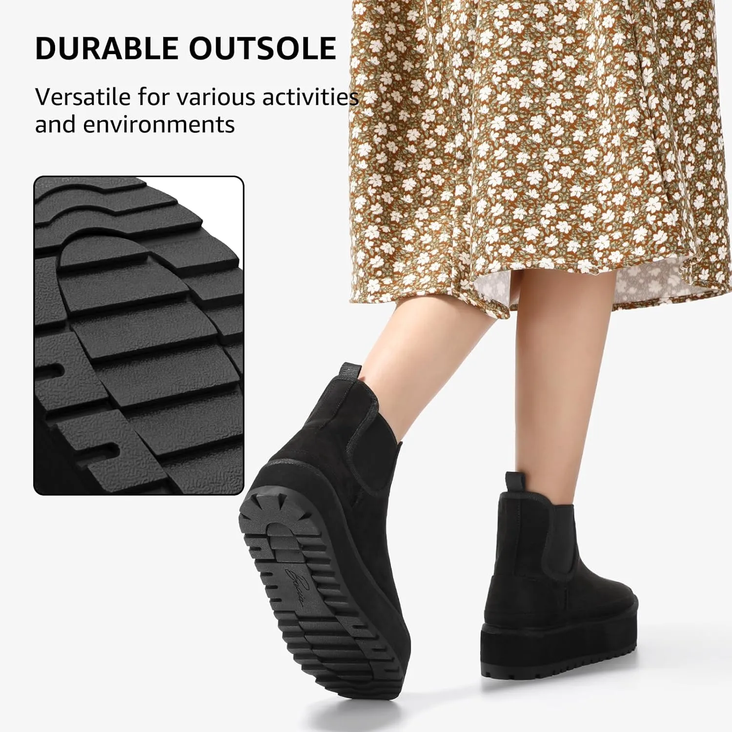 Bacia Platform Boots for Women Lightweight Suede Snow Boots Fur Interior Non-slip Outdoor Winter Boots Ankle Platform Mini Boots