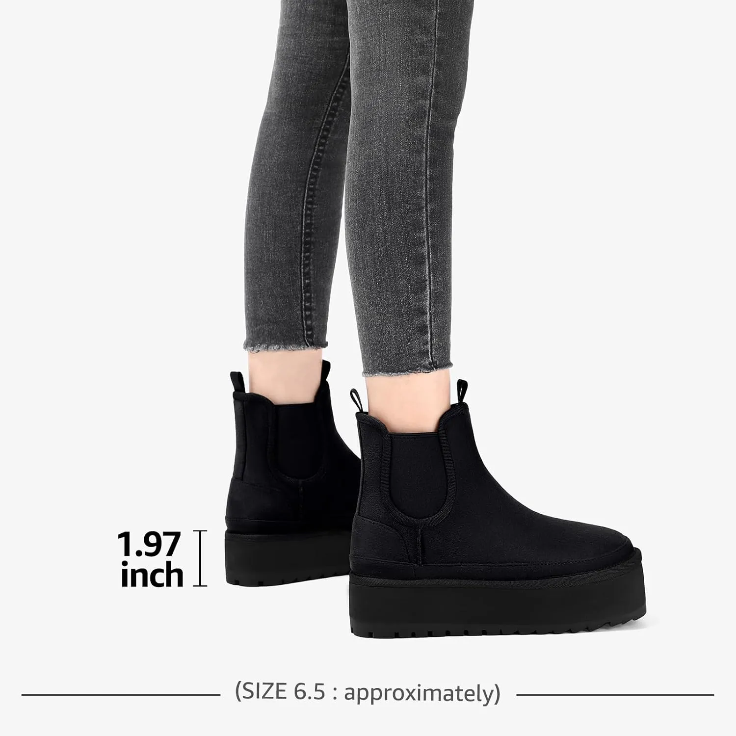 Bacia Platform Boots for Women Lightweight Suede Snow Boots Fur Interior Non-slip Outdoor Winter Boots Ankle Platform Mini Boots