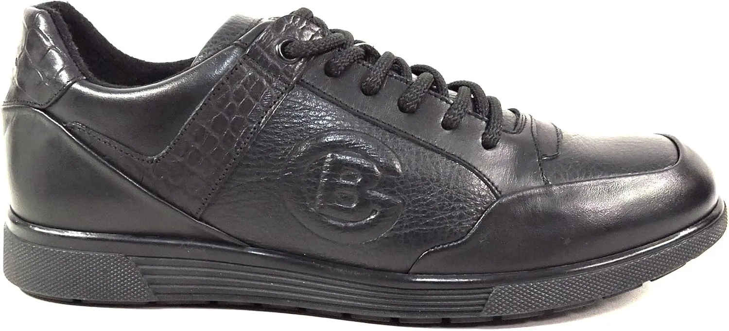 Baldinini Men's Black Leather Comfort Sneakers with Fur Insole